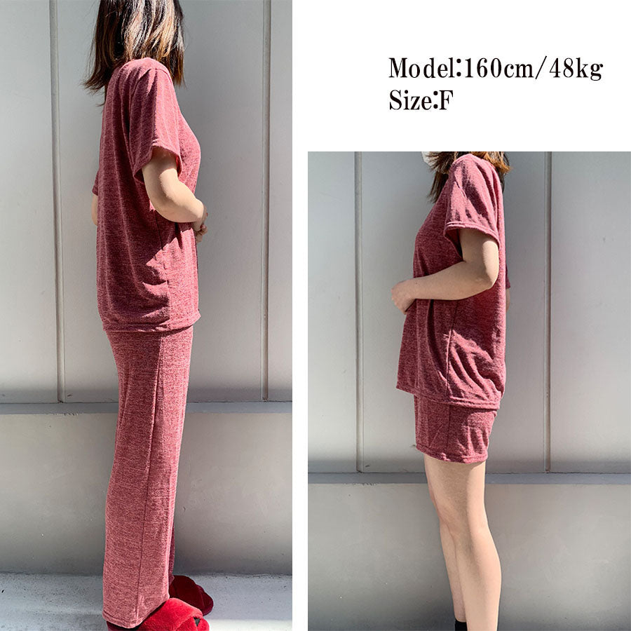 ショッピングゴー shoppinggo パジャマ ルームウェア3点セット レディース 半袖 Tシャツ 上下セット 部屋着 寝巻き 長ズボン ショートパンツ 韓国風 春 秋 冬