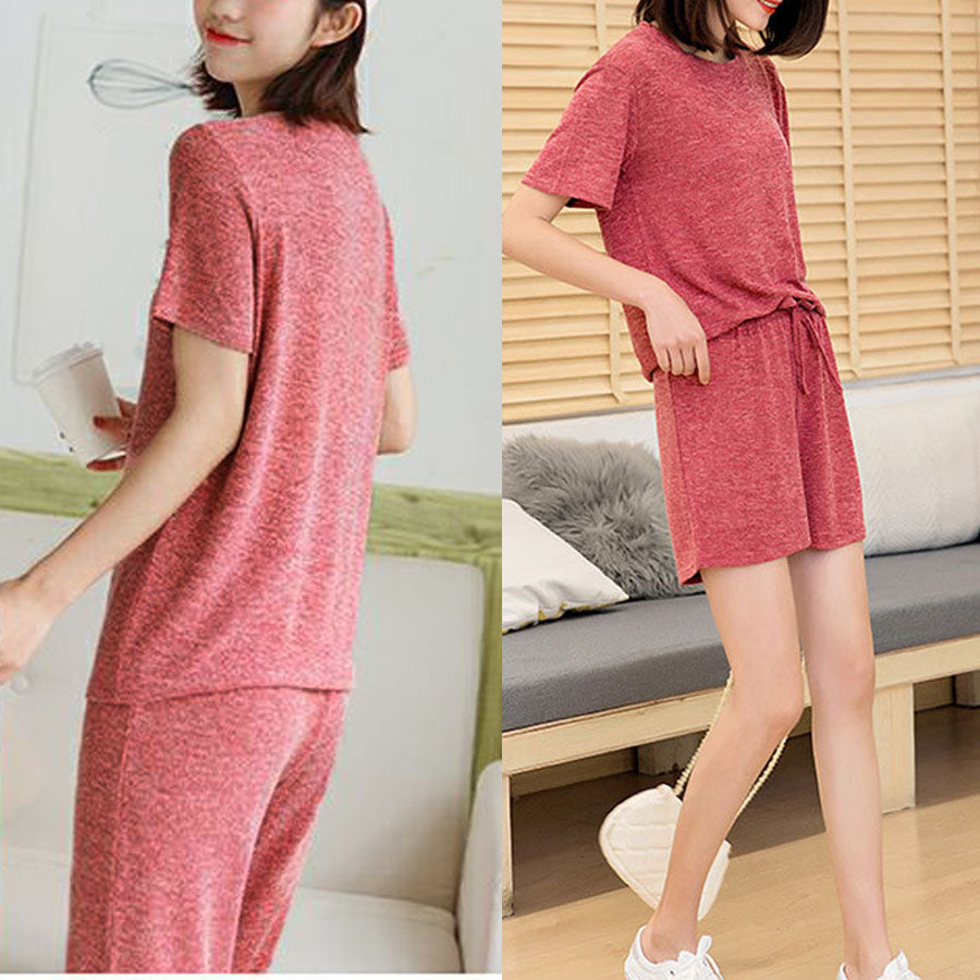 ショッピングゴー shoppinggo パジャマ ルームウェア3点セット レディース 半袖 Tシャツ 上下セット 部屋着 寝巻き 長ズボン ショートパンツ 韓国風 春 秋 冬