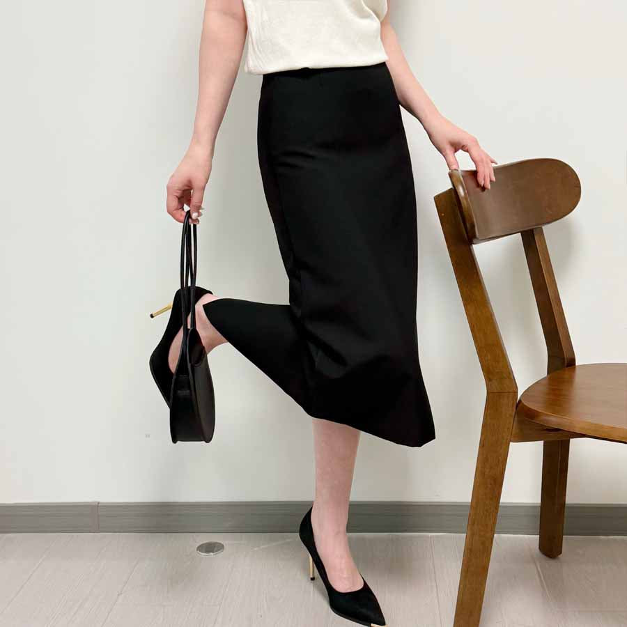 ショッピングゴー shoppinggo スーツスカート タイトスカート ペンシルスカート裏地付き ミディアム 膝丈 ファスナー アシンメトリーオフィス 通勤 ビジネス OL 事務服 仕事 フォーマル 無地 （グレー） グレー