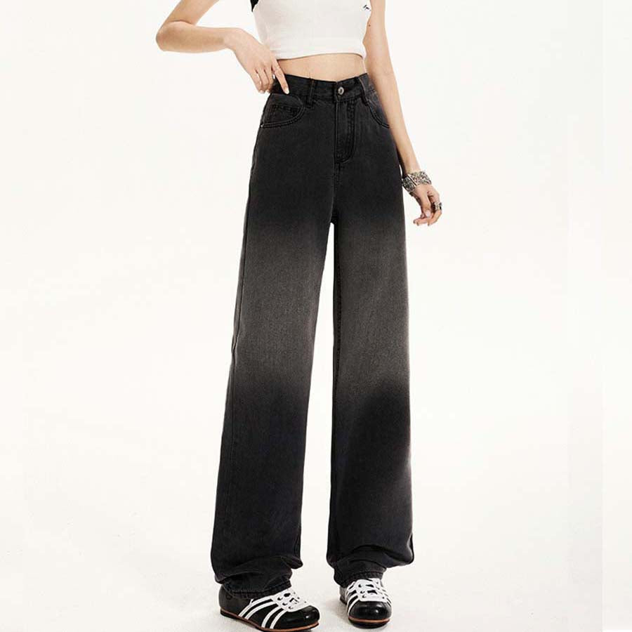 ショッピングゴー shoppinggo デニムパンツ グラデーション チャコールグレー 美脚パンツ レディース デニム ジーンズ ハイウエスト ダンスパンツ 長ズボン おしゃれ スリム 美脚効果 （ブラック） ブラック