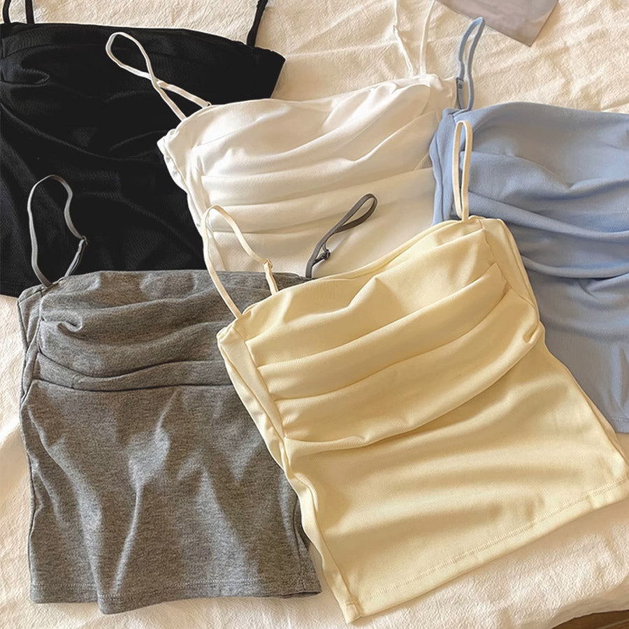 ショッピングゴー shoppinggo キャミソール カップ付 キャミタンクトップ ブラ 白 黒 パット付 インナー 結婚式 見せブラトップ ブラカバー （グレー） グレー