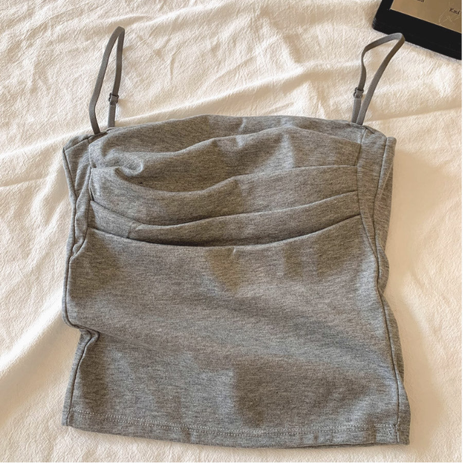 ショッピングゴー shoppinggo キャミソール カップ付 キャミタンクトップ ブラ 白 黒 パット付 インナー 結婚式 見せブラトップ ブラカバー （グレー） グレー