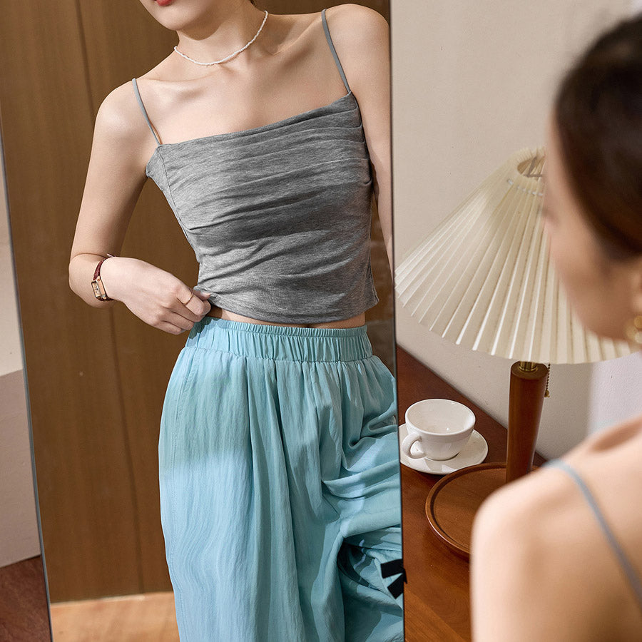 ショッピングゴー shoppinggo キャミソール カップ付 キャミタンクトップ ブラ 白 黒 パット付 インナー 結婚式 見せブラトップ ブラカバー （グレー） グレー