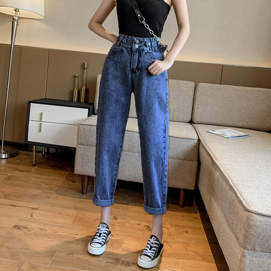 ショッピングゴー shoppinggo デニムパンツ 低身長 レディース アンクル丈 ストレートデニム ハイウエスト ジーンズ ズボン ジーパン ボトムス 美脚脚長ズボン （ブルー） ブルー