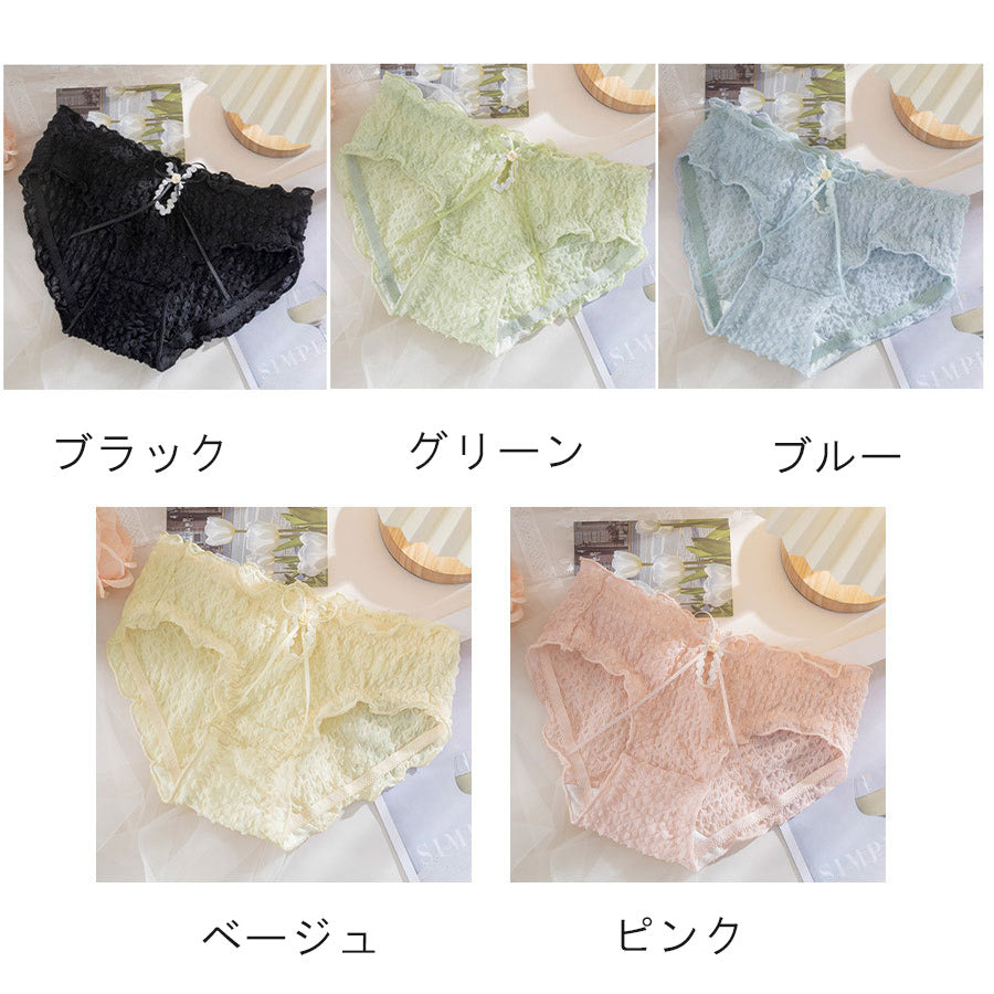 ショッピングゴー shoppinggo レースショーツ 花柄 リボン セクシー ショーツ単品 パンティ 薄型 総レース 透け感 下着 ランジェリー シースルー ふんどしパンツ 【返品不可商品】 （ベージュ） ベージュ