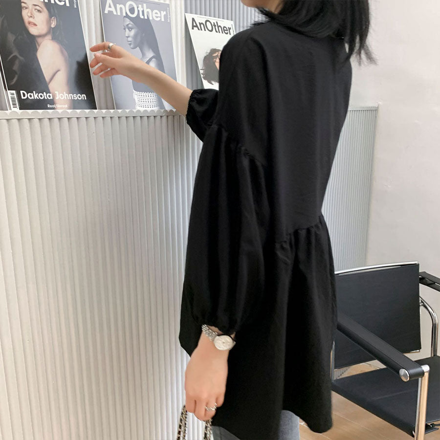 ショッピングゴー shoppinggo シャツ 秋服ブラウス Vネック スキッパーブラウス オフィスカジュアル 半袖 ブラウス 可愛い 洗える おしゃれ 韓国風 フォーマル 通勤OL （ブラック） ブラック