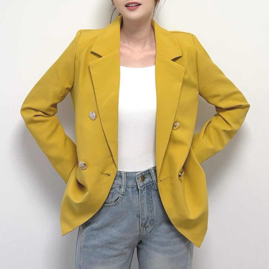 ショッピングゴー shoppinggo テーラードジャケット レディース ジャケット きれいめ アウター 薄手 長袖 ライトアウター 裏地 お洒落 カジュアル シンプル フォーマル キレカジ ガーリー フェミニン 普段使い 春 秋 冬 （イエロー） イエロー