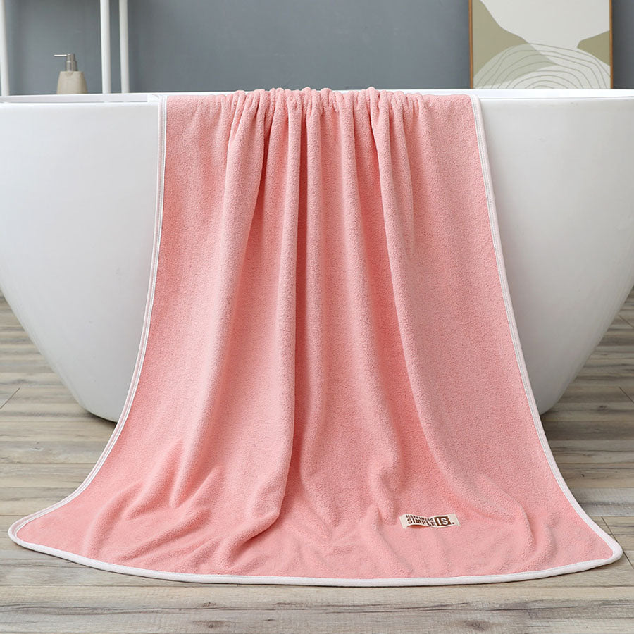 ショッピングゴー shoppinggo 大判バスタオル 大判 吸水タオル 速乾タオル おしゃれ シンプル 無地 吸水 速乾お風呂 洗面 プール ジム スイミング 水泳 洗い替え時短 （ピンク） ピンク