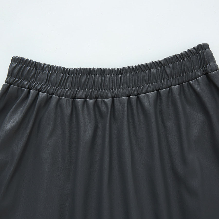 ショッピングゴー shoppinggo レザースカート レディース PUスカート 裏起毛ハイウエスト ロングスカート Aラインスカート マキシ丈  フレアスカート ギャザースカート カジュアル オシャレ （ブラック） ブラック