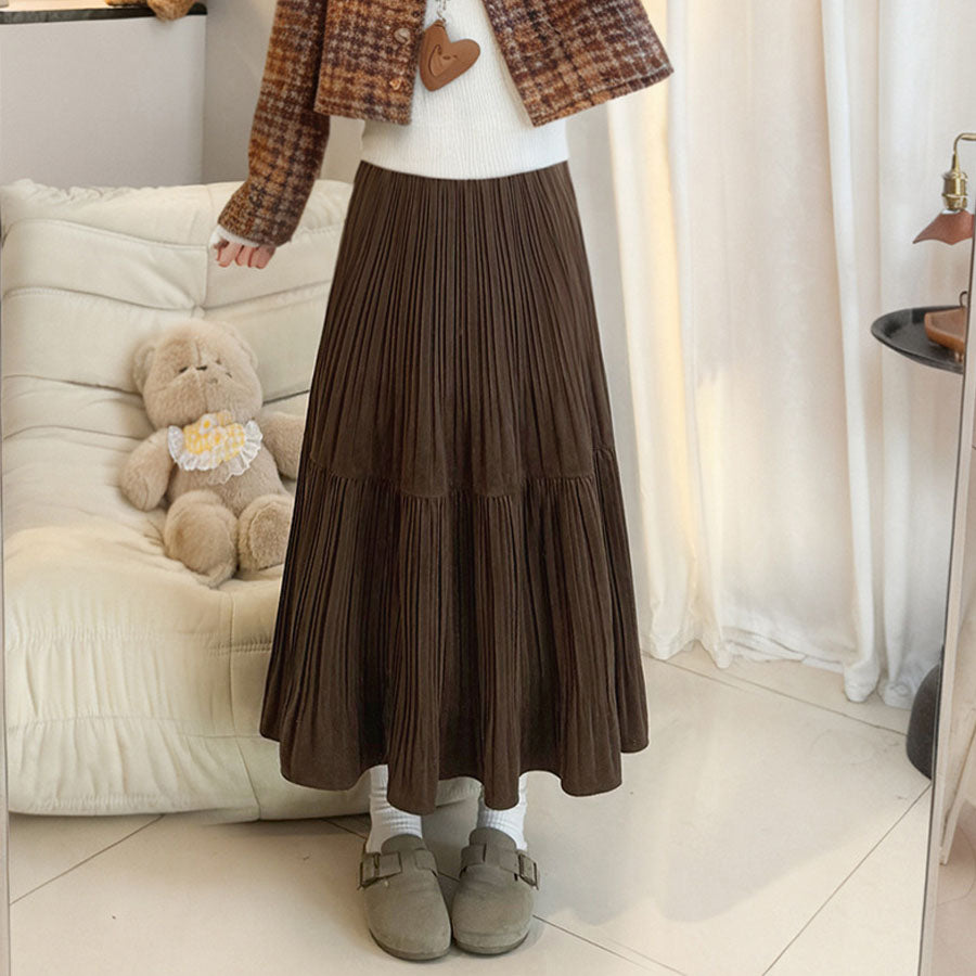 ショッピングゴー shoppinggo プリーツスカートロング黒 無地スカート ひざ下 フレアスカート ハイウェスト ボトムス 着痩せ 通勤 オシャレ Aラインスカート フレア裾 （ライトグレー） ライトグレー