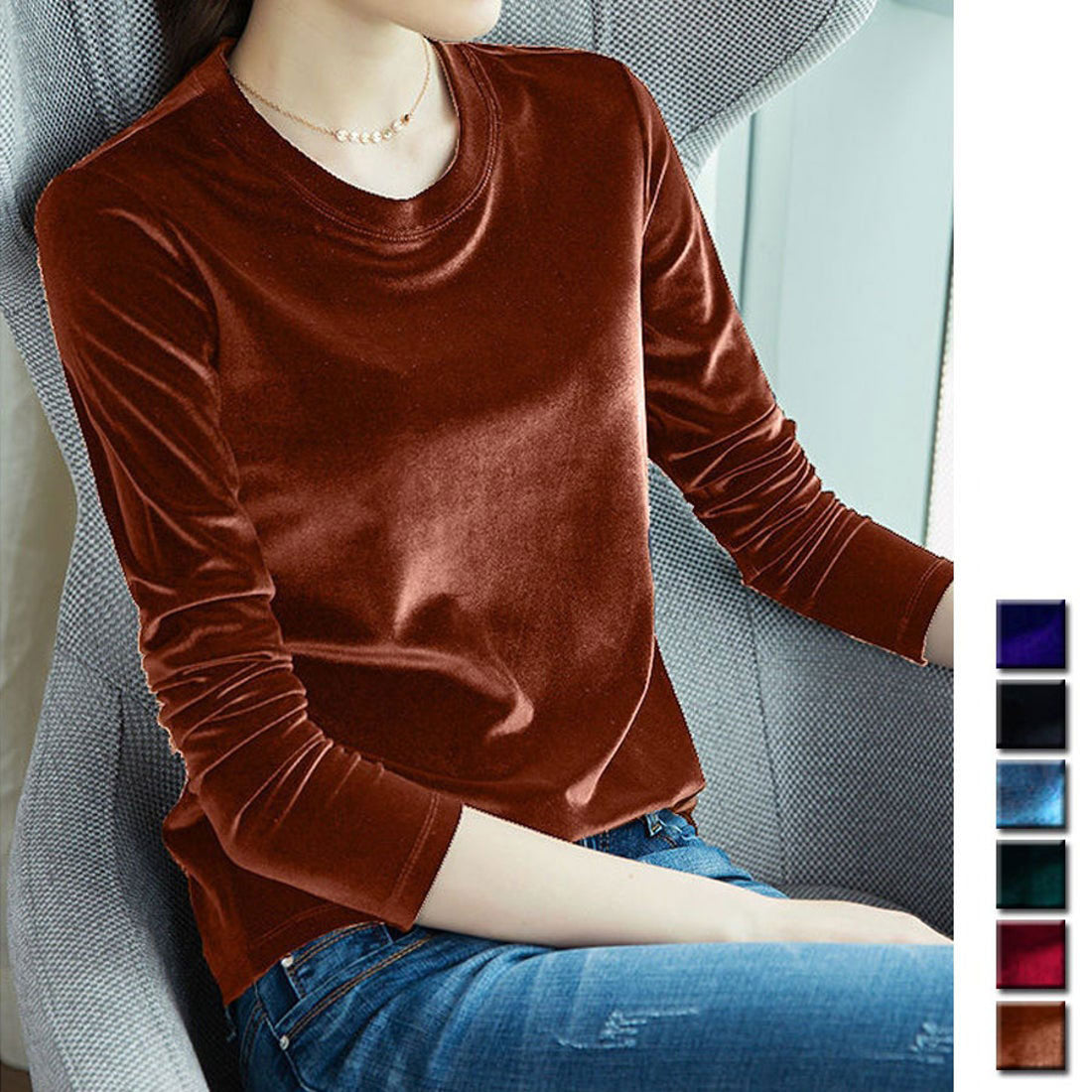 Shopping Go shoppinggo T-shirt long sleeve cut and sew velour innerwear top slim innerwear slimming body shape cover