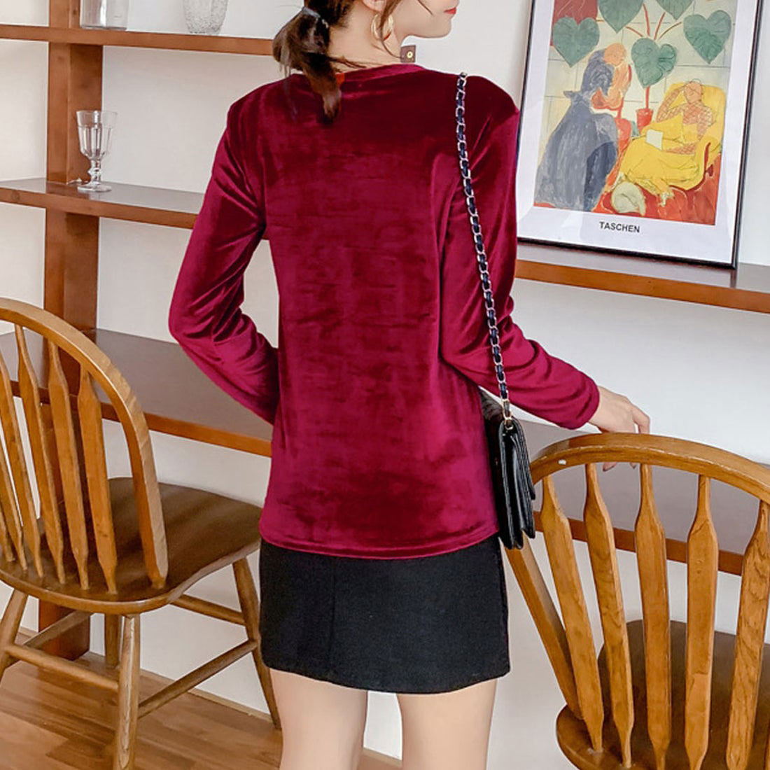 Shopping Go shoppinggo T-shirt long sleeve cut and sew velour innerwear top slim innerwear slimming body shape cover