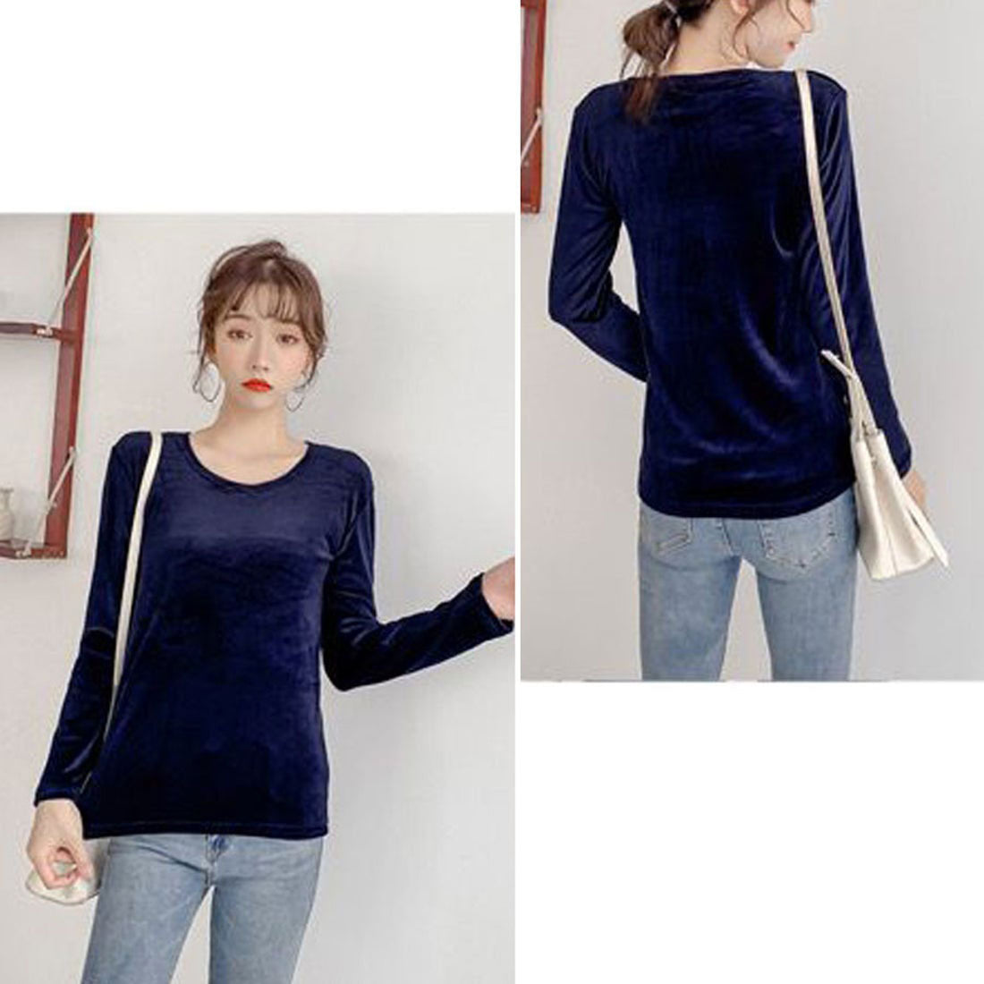 Shopping Go shoppinggo T-shirt long sleeve cut and sew velour innerwear top slim innerwear slimming body shape cover