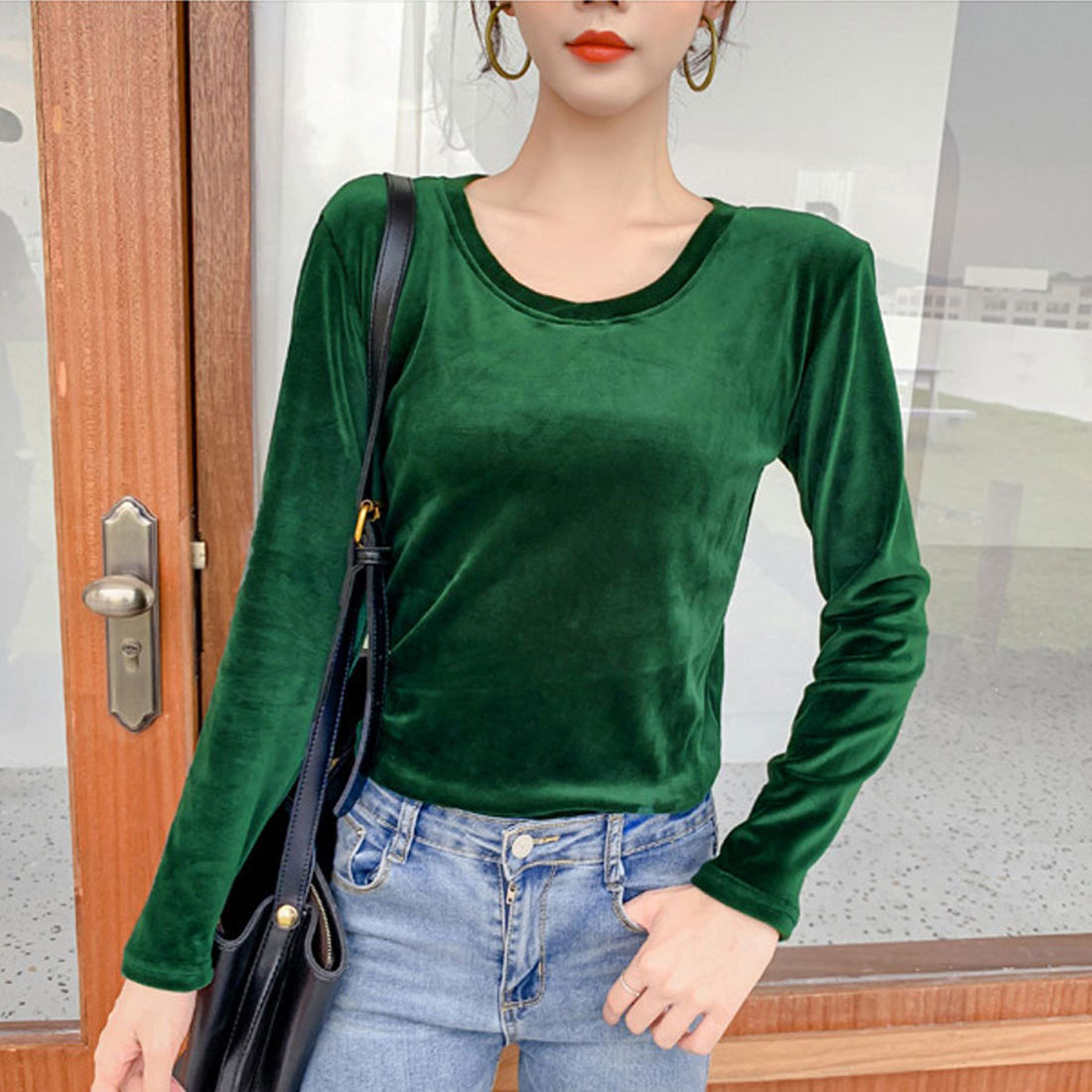 Shopping Go shoppinggo T-shirt long sleeve cut and sew velour innerwear top slim innerwear slimming body shape cover