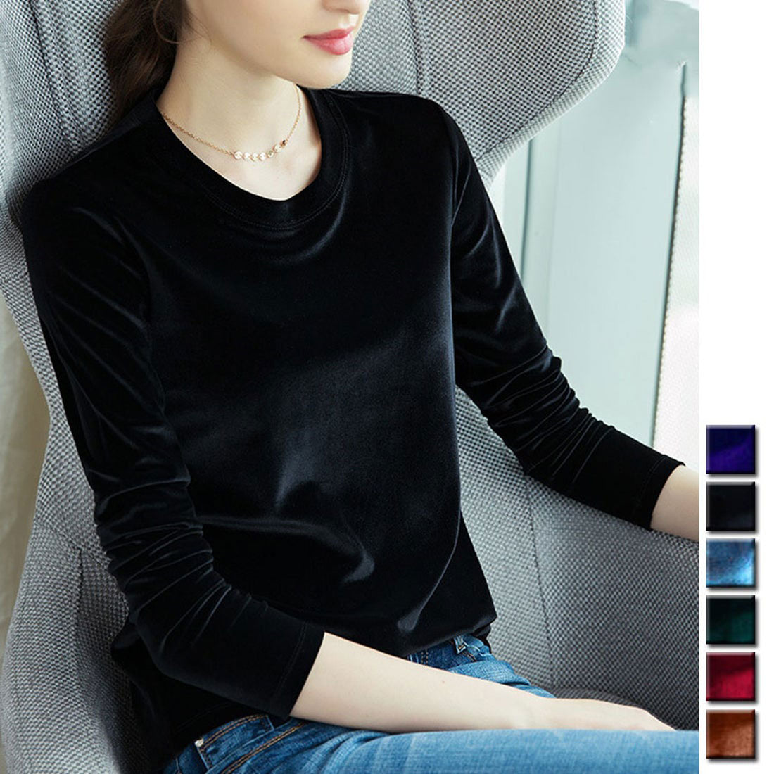 Shopping Go shoppinggo T-shirt long sleeve cut and sew velour innerwear top slim innerwear slimming body shape cover