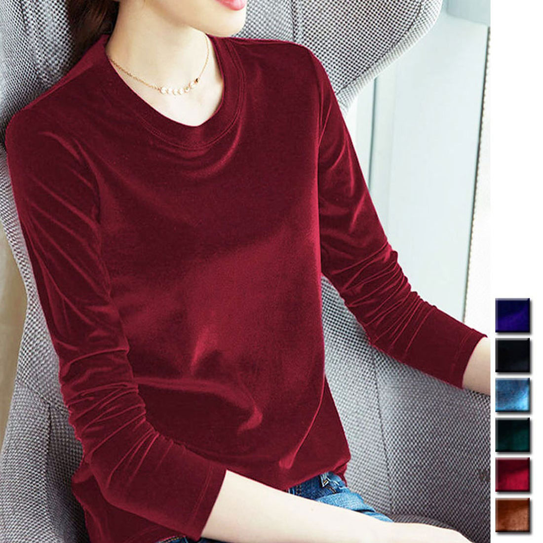 Shopping Go shoppinggo T-shirt long sleeve cut and sew velour innerwear top slim innerwear slimming body shape cover
