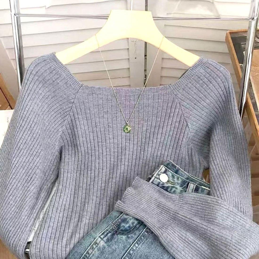 ショッピングゴー shoppinggo ニット トップス レディース韓国ファッション 長袖 ニット シンプル 通勤 オフィス （ブラック） ブラック