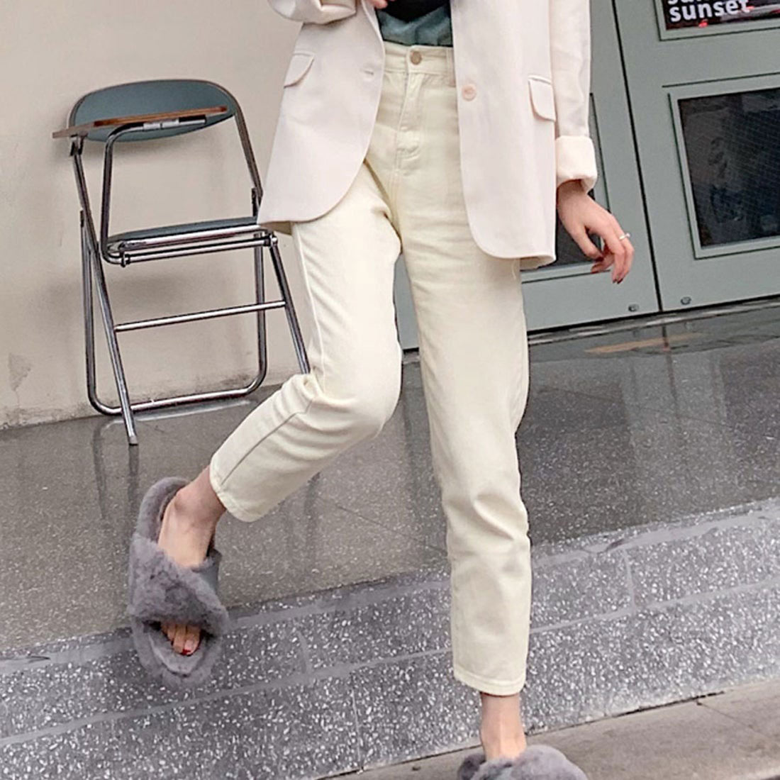 ショッピングゴー shoppinggo デニムパンツ レディース アンクル丈 ストレートデニム ハイウエスト  ズボン ジーパン ボトムス 美脚 おしゃれ