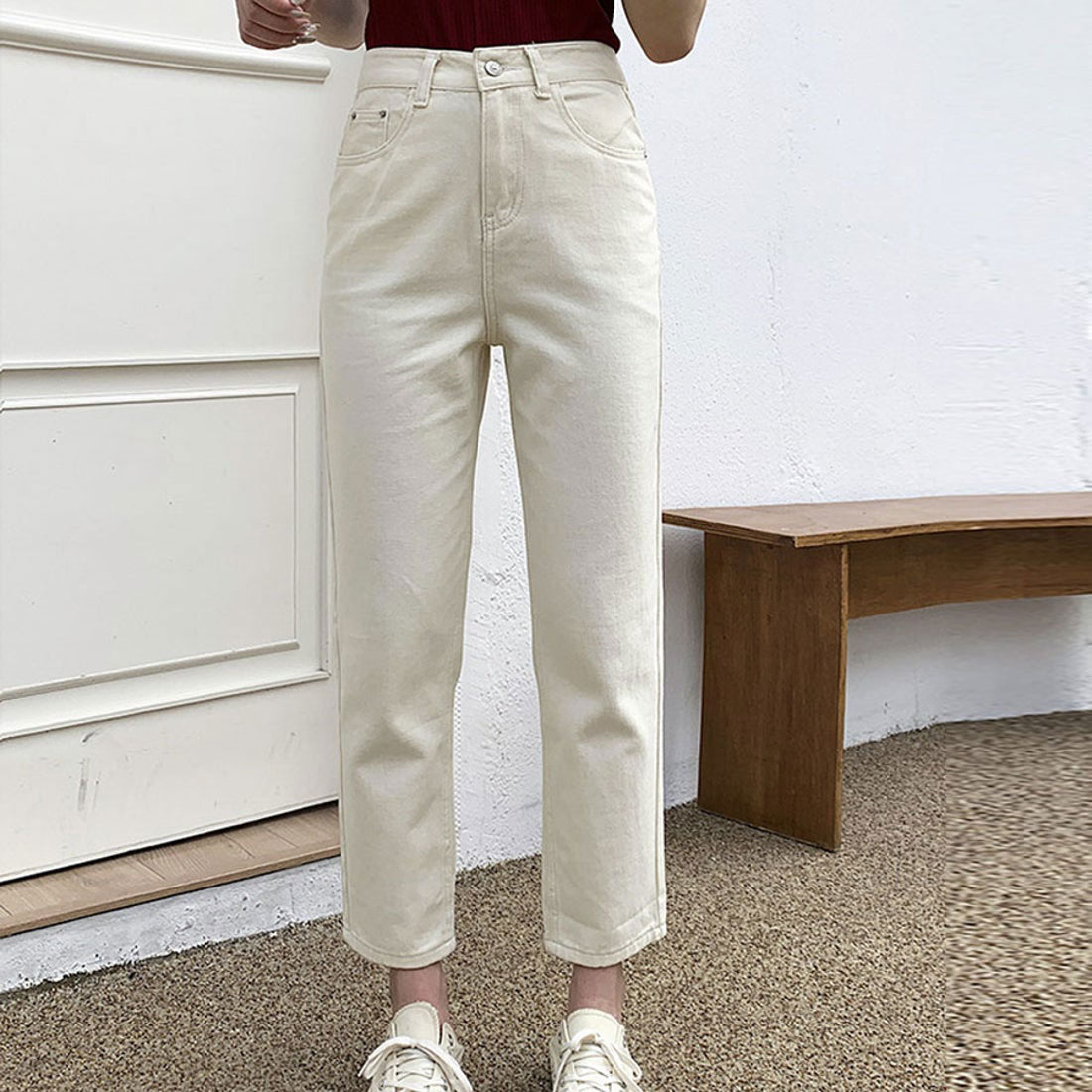 ショッピングゴー shoppinggo デニムパンツ レディース アンクル丈 ストレートデニム ハイウエスト  ズボン ジーパン ボトムス 美脚 おしゃれ