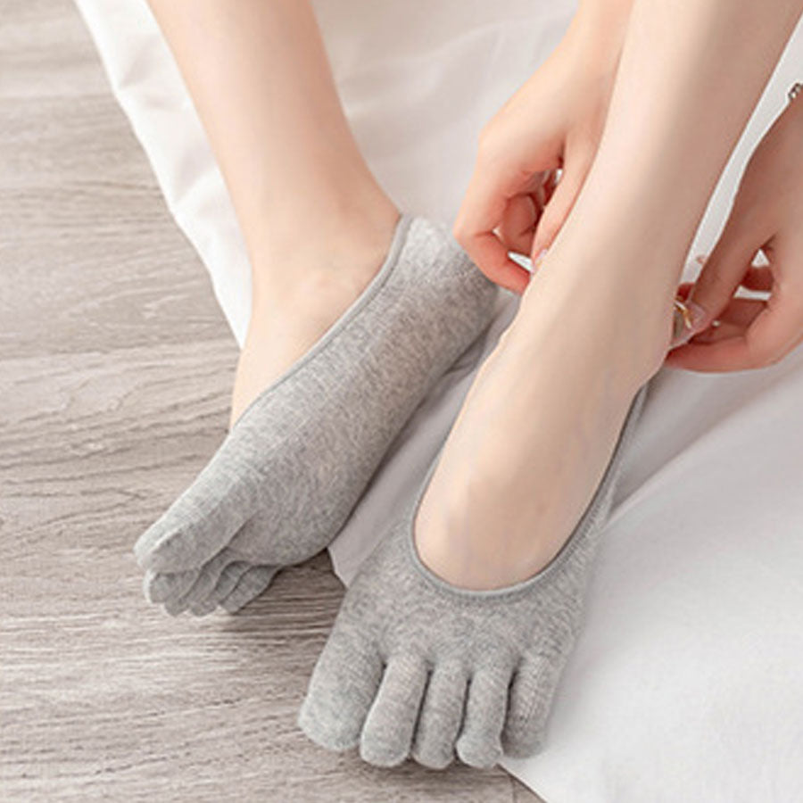 Shoppinggo shoppinggo 5-toe socks, plain socks for women, anti-odor, foot covers, shallow fit