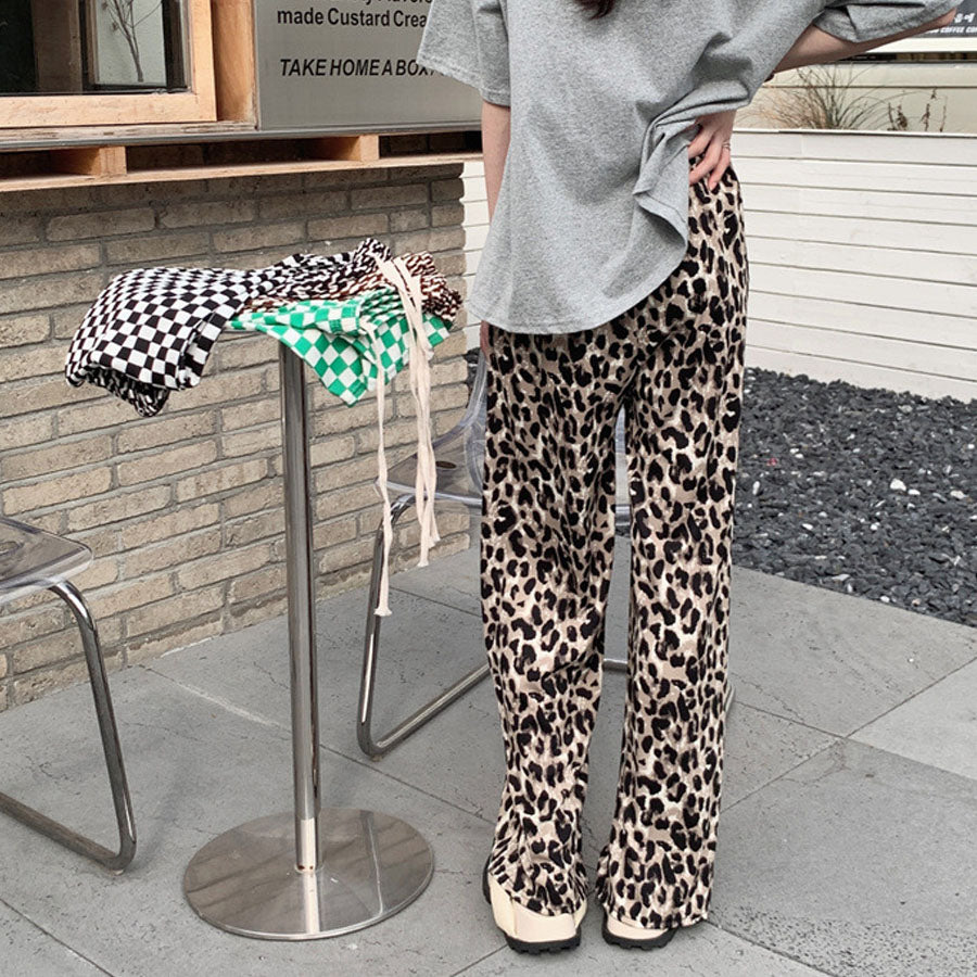 ショッピングゴー shoppinggo チェック柄パンツ 薄手 部屋着 ワイドパンツ サマーパンツ ストレート ウエストゴム パンツ ズボン ゆったり リラックスパンツ （Aグレー） Aグレー