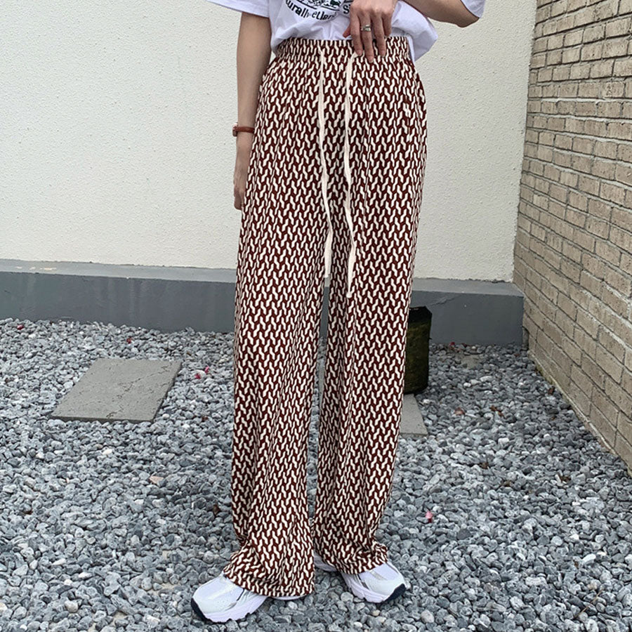 ショッピングゴー shoppinggo チェック柄パンツ 薄手 部屋着 ワイドパンツ サマーパンツ ストレート ウエストゴム パンツ ズボン ゆったり リラックスパンツ （Aグレー） Aグレー