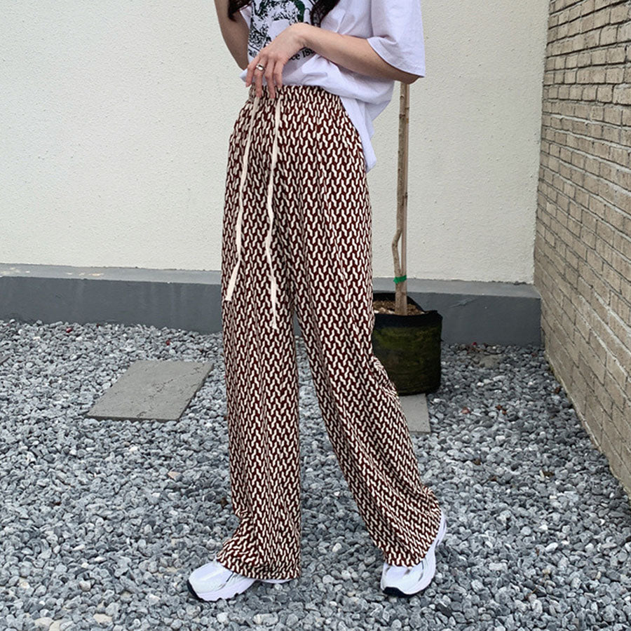 ショッピングゴー shoppinggo チェック柄パンツ 薄手 部屋着 ワイドパンツ サマーパンツ ストレート ウエストゴム パンツ ズボン ゆったり リラックスパンツ （Aグレー） Aグレー