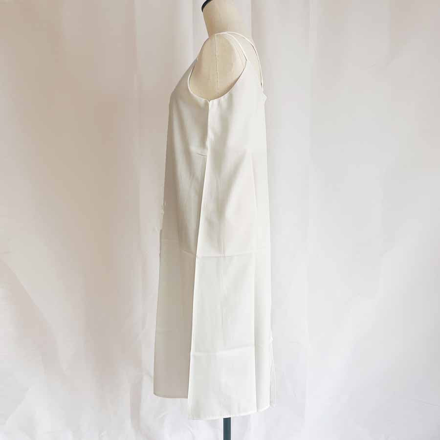 ショッピングゴー shoppinggo キャミワンピース Uネックロング丈 バックスリット クロスストラップ ダブルストラップ ゆったり 無地 （ベージュ） ベージュ