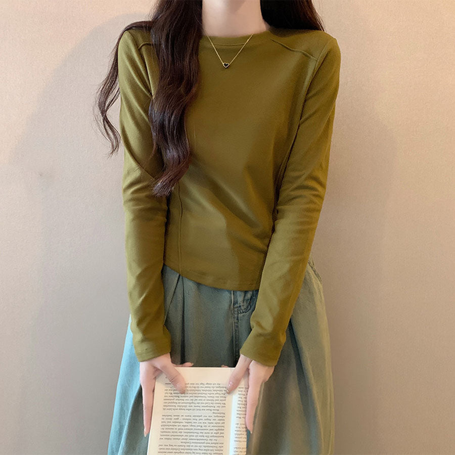 購物Go Shoppinggo T-襯衫女士女士圓形固體剪切 - 和sew溫暖的黑色休閒非常溫暖的T襯衫熱內