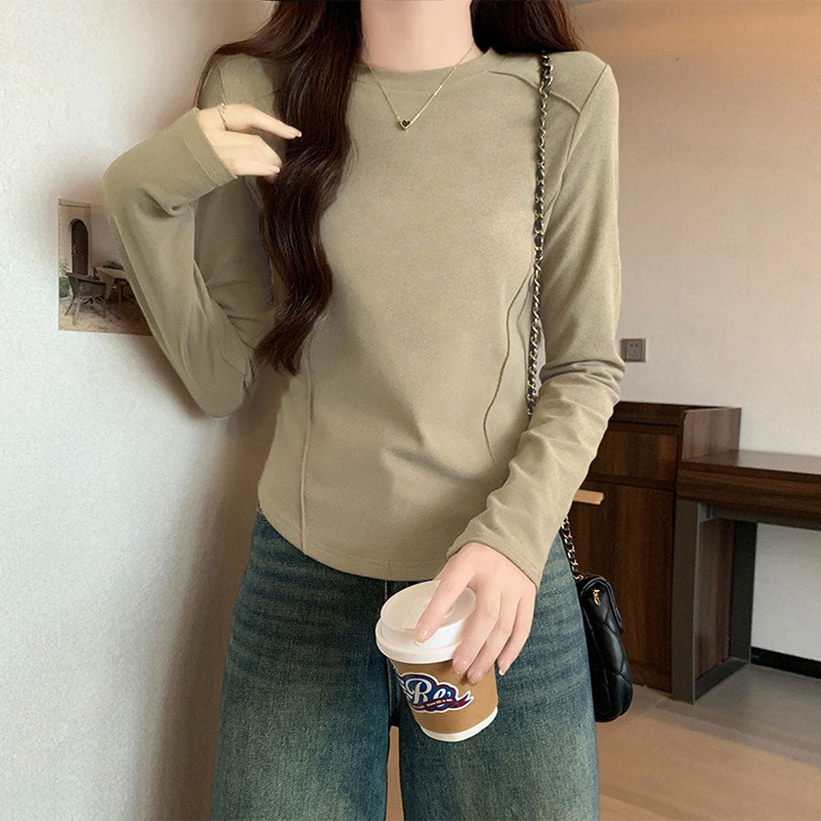 購物Go Shoppinggo T-襯衫女士女士圓形固體剪切 - 和sew溫暖的黑色休閒非常溫暖的T襯衫熱內