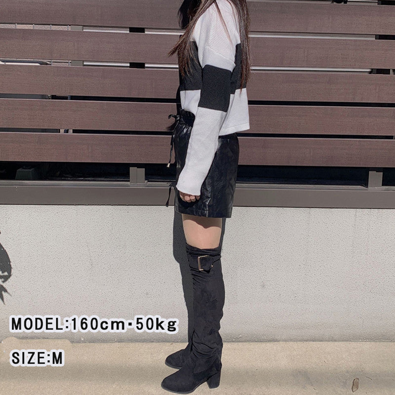ショッピングゴー shoppinggo ボードショートパンツ レディース フェイクレザーショートパンツ レザーパンツ 短パン ショーパン 革 ボトムス