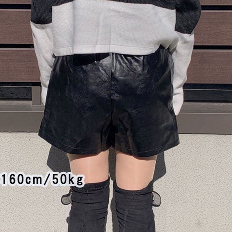 ショッピングゴー shoppinggo ボードショートパンツ レディース フェイクレザーショートパンツ レザーパンツ 短パン ショーパン 革 ボトムス