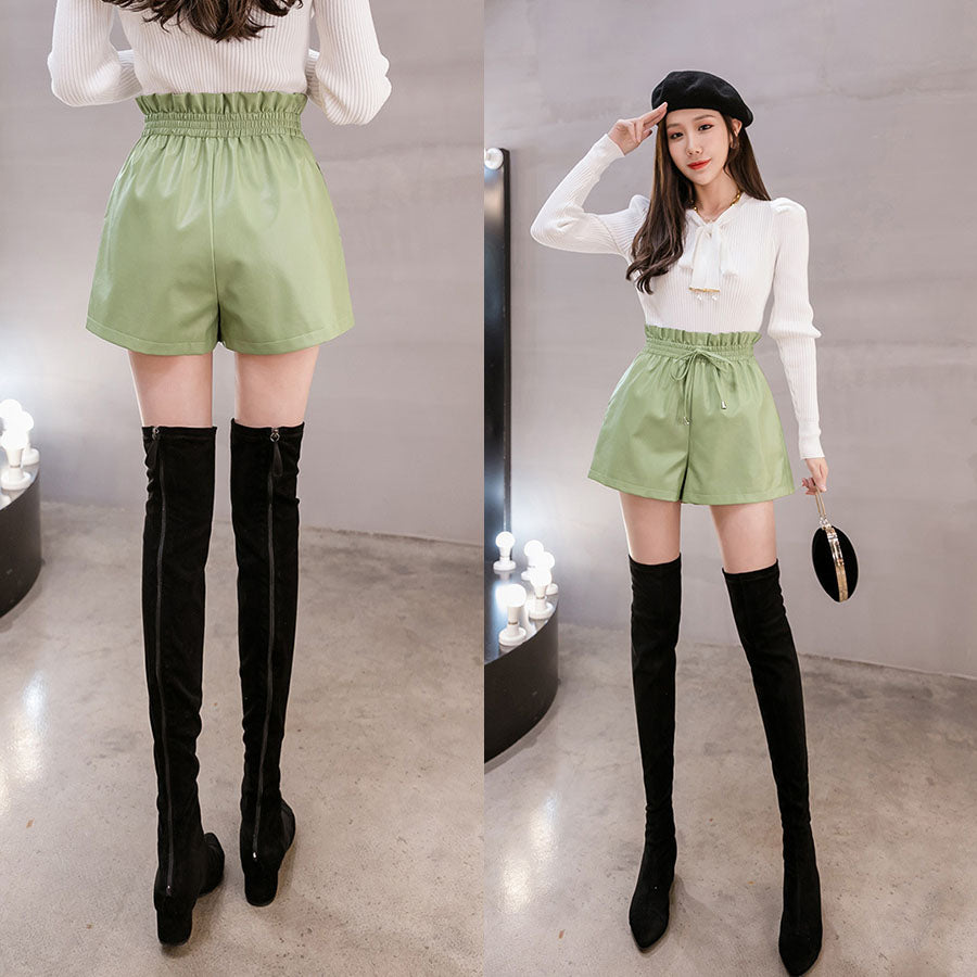 ショッピングゴー shoppinggo ボードショートパンツ レディース フェイクレザーショートパンツ レザーパンツ 短パン ショーパン 革 ボトムス