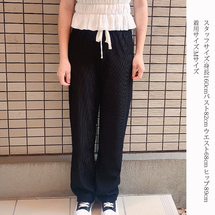 ショッピングゴー shoppinggo ワイドパンツ サマーパンツ ストレート ウエストゴム パンツ ズボン ゆったり リラックスパンツ ボトムス ガウチョパンツ