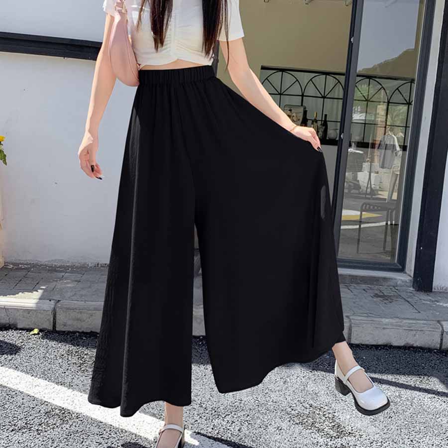 ショッピングゴー shoppinggo パンツワイドパンツ ガウチョパンツ ハイウエスト 無地 マキシ丈 動きやすい ゴム カジュアル リラックスパンツ ベーシック