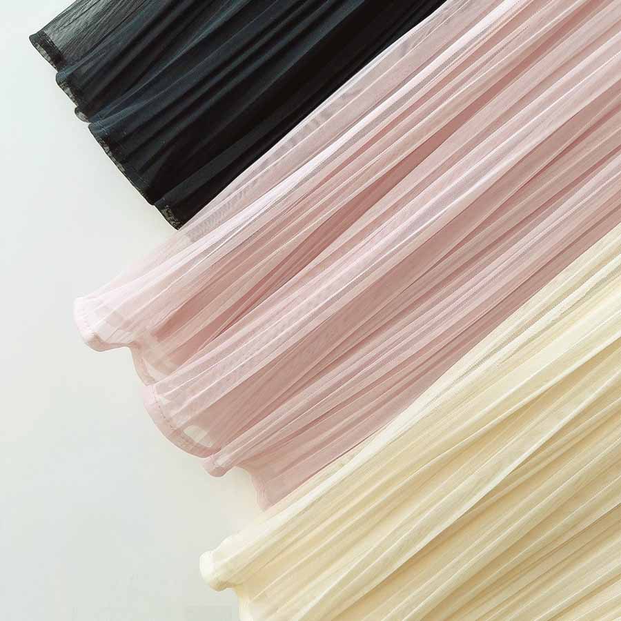 購物Go Shopping Go Triul Skirt Flare Skirt Pleated Skirt Black 2 Lobles 2層軟長長長的母親成人身體封面鬆散