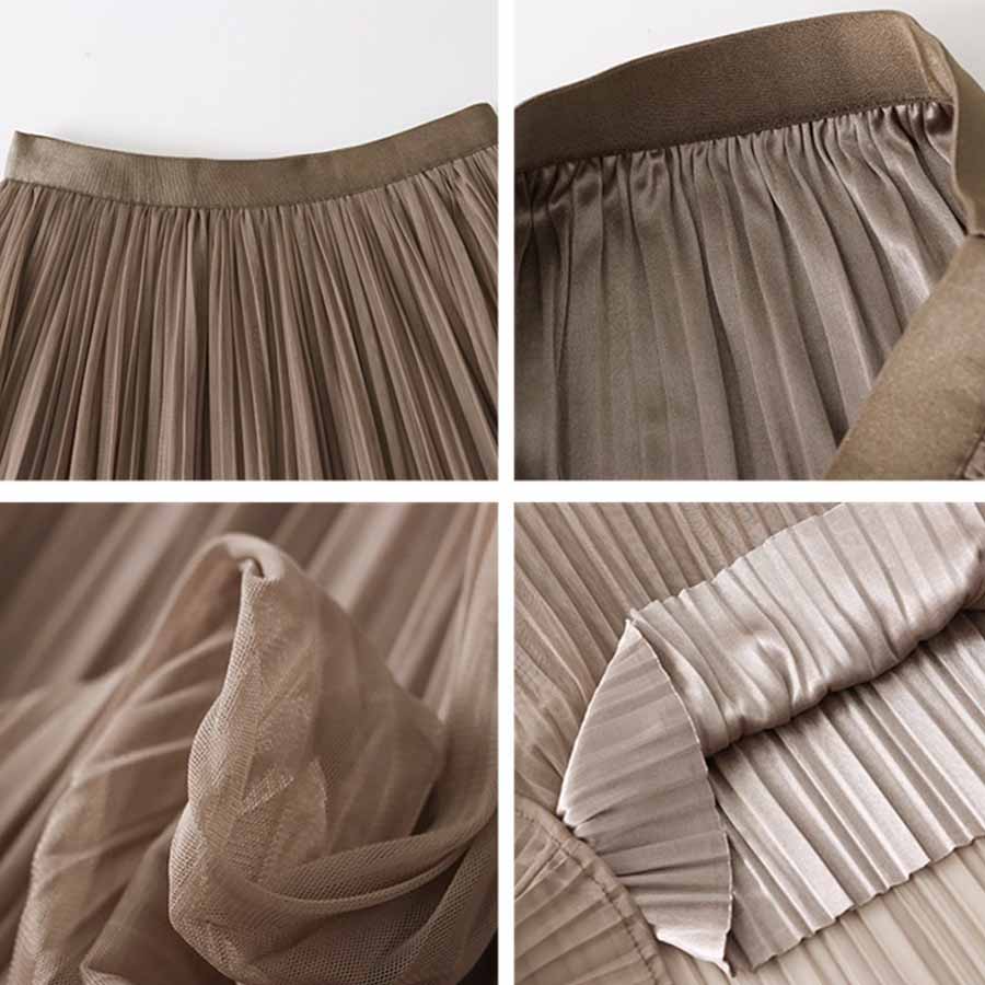 購物Go Shopping Go Triul Skirt Flare Skirt Pleated Skirt Black 2 Lobles 2層軟長長長的母親成人身體封面鬆散