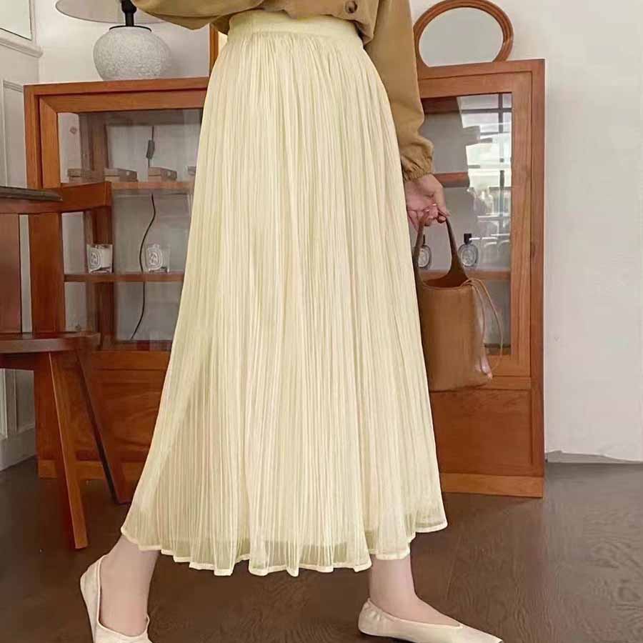 購物Go Shopping Go Triul Skirt Flare Skirt Pleated Skirt Black 2 Lobles 2層軟長長長的母親成人身體封面鬆散