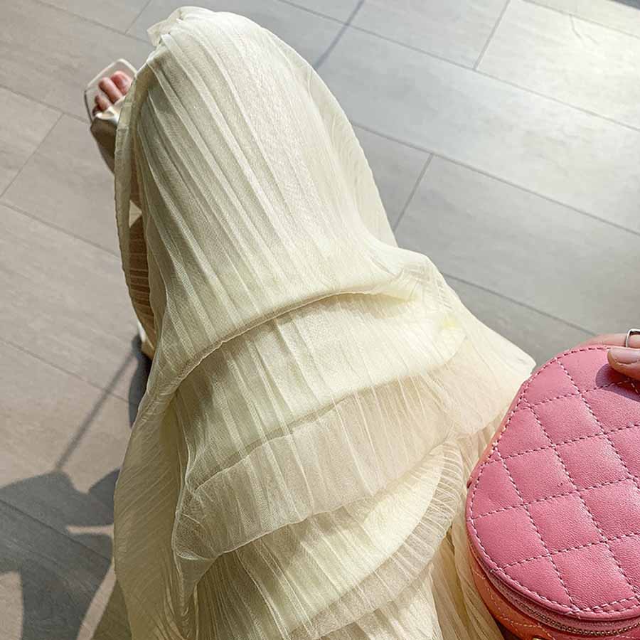購物Go Shopping Go Triul Skirt Flare Skirt Pleated Skirt Black 2 Lobles 2層軟長長長的母親成人身體封面鬆散