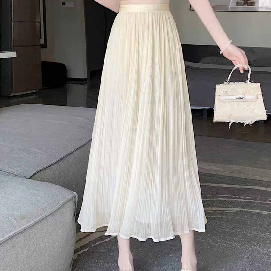 購物Go Shopping Go Triul Skirt Flare Skirt Pleated Skirt Black 2 Lobles 2層軟長長長的母親成人身體封面鬆散