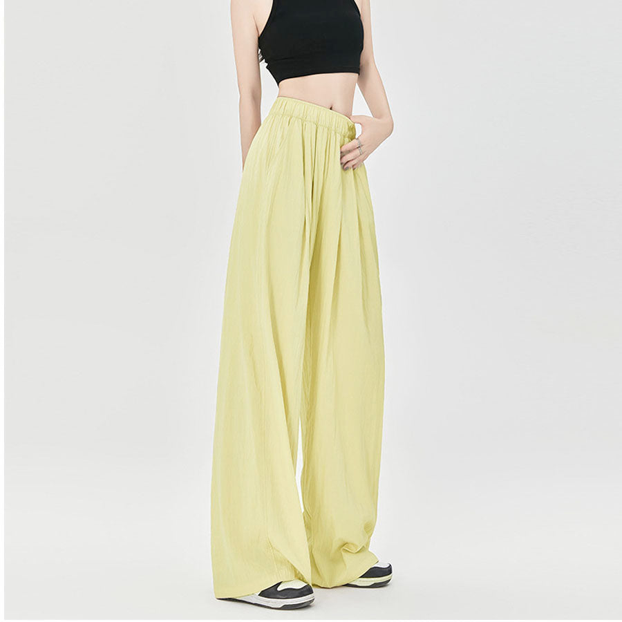 Shopping Go summer clothes wide pants summer pants straight waist elastic pants trousers loose bottoms gaucho pants simple basic