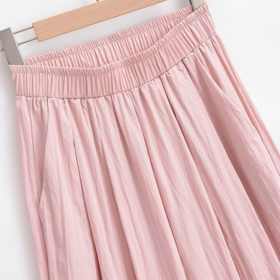 Shopping Go summer clothes wide pants summer pants straight waist elastic pants trousers loose bottoms gaucho pants simple basic