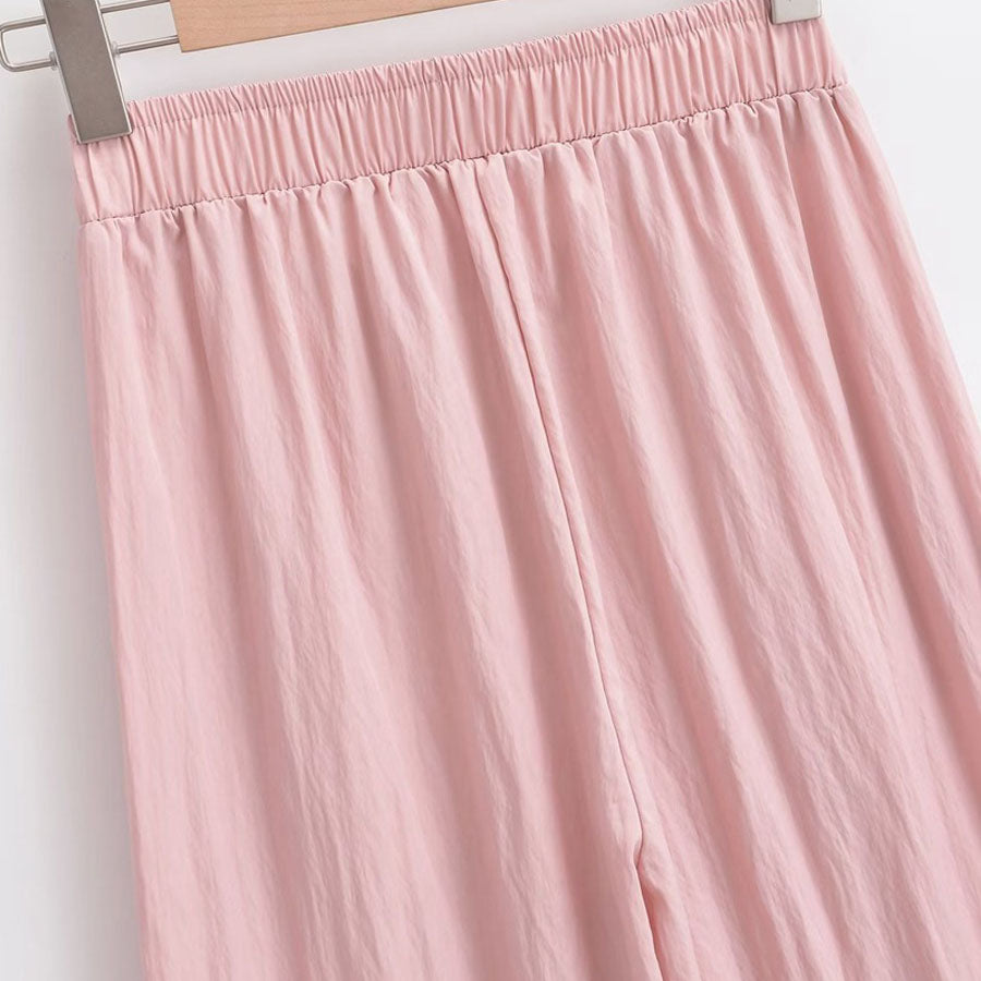 Shopping Go summer clothes wide pants summer pants straight waist elastic pants trousers loose bottoms gaucho pants simple basic