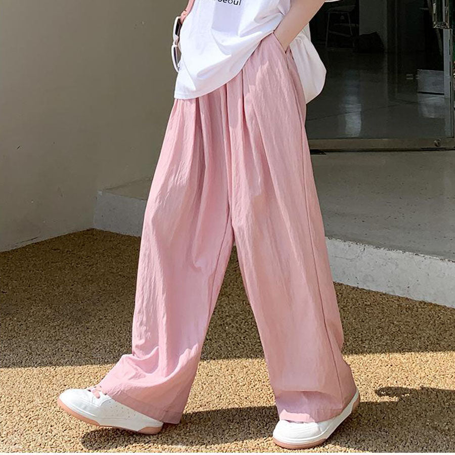 Shopping Go summer clothes wide pants summer pants straight waist elastic pants trousers loose bottoms gaucho pants simple basic