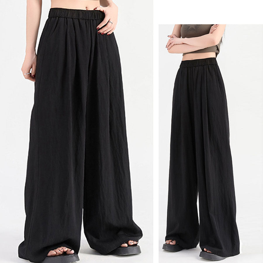 Shopping Go summer clothes wide pants summer pants straight waist elastic pants trousers loose bottoms gaucho pants simple basic
