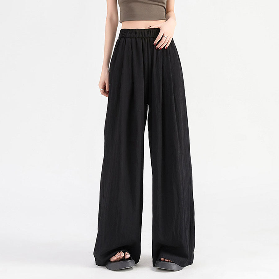 Shopping Go summer clothes wide pants summer pants straight waist elastic pants trousers loose bottoms gaucho pants simple basic