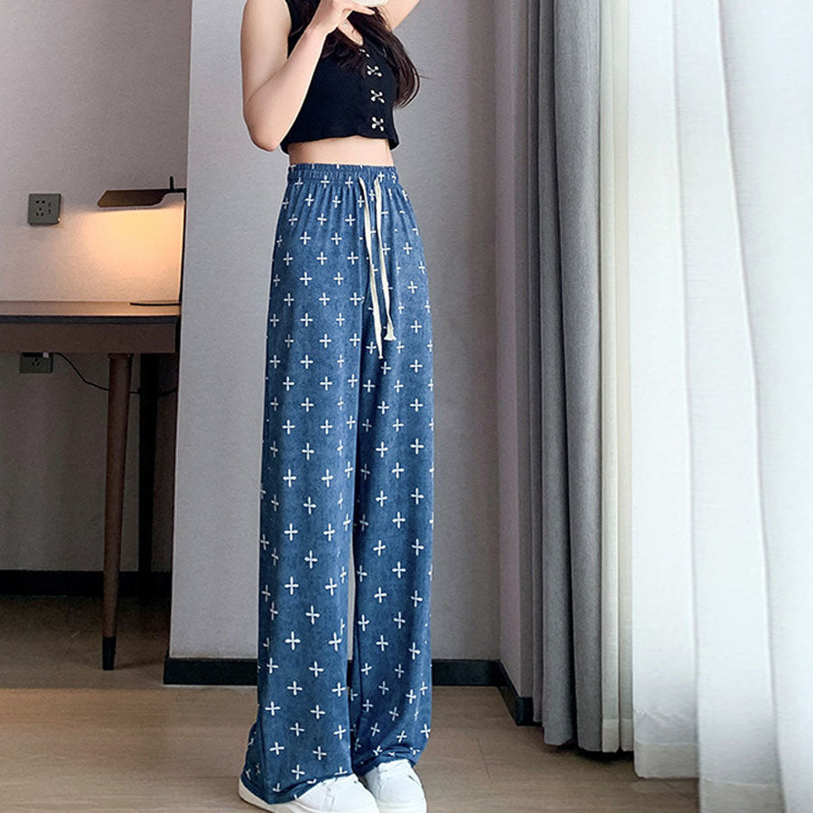 ショッピングゴー shoppinggo 夏服 ワイドパンツ サマーパンツ ストレート ゆったり リラックスパンツ ボトムス ガウチョパンツ シンプル ベーシック 韓国ファッション （A01） A01