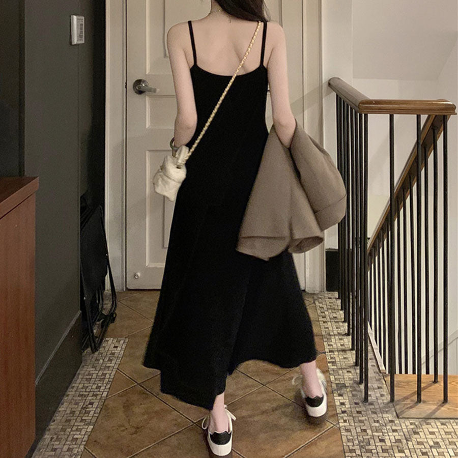 ショッピングゴー shoppinggo ニットワンピース ノースリーブ ニット キャミワンピース  レディース キャミソール 無地  シンプル セクシー きれいめ 上品 マキシ丈