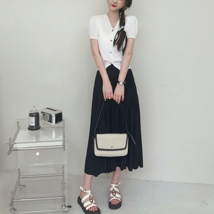 ショッピングゴー shoppinggo サマーニット プリーツスカート 2点セットアップ 上下セット  夏 レディースファッション ツーピースセット ゆったり オフィスカジュアル 大人コーデ