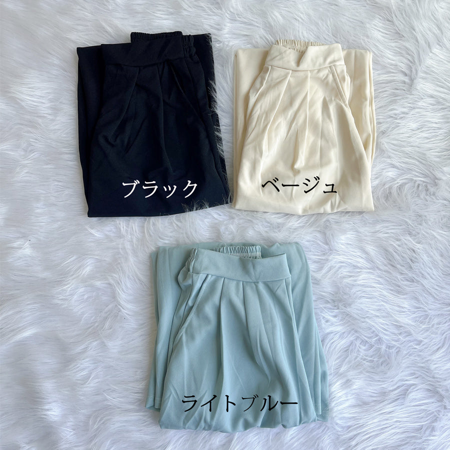 Shopping Go Wide Pants Gaucho Pants High Waist Plain Maxi Length Long Length Easy to Move Elastic Casual Skirt Pants Relax Pants